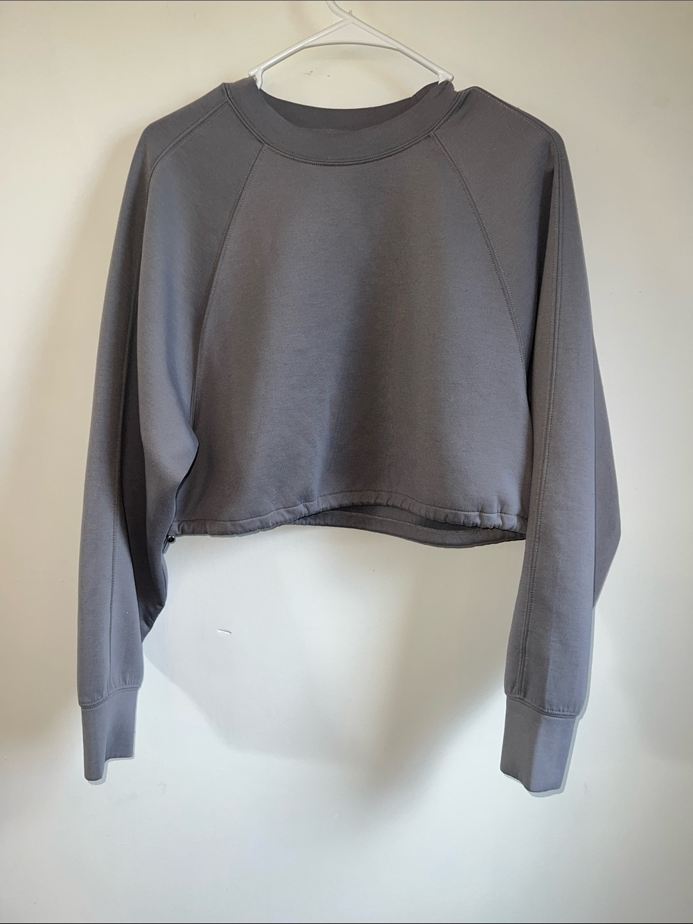 YPB Cropped Long-Sleeve Crewneck Sweatshirt - Gray